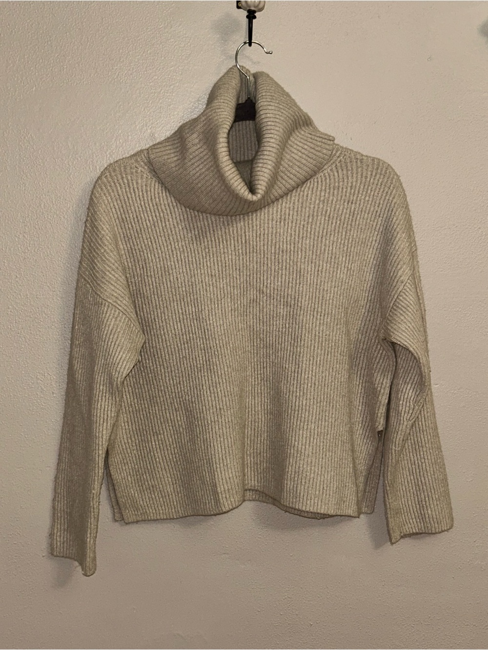 Italian Wool Cashmere Banana Republic Cowl Neck Sweater M Oatmeal Quiet Luxury